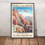 Póster de viaje de Machu Picchu: Perú de los Incas vía Panamericana por Paul George Lawler, 1938 