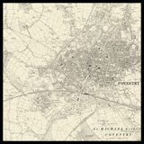 Mapa antiguo personalizado de Coventry 