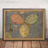 Mappa del mondo Old Cloverleaf con Gerusalemme al centro di Bunting, 1582 