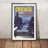 Chicago-Reiseposter: Fly TWA von Austin Briggs, 1960 