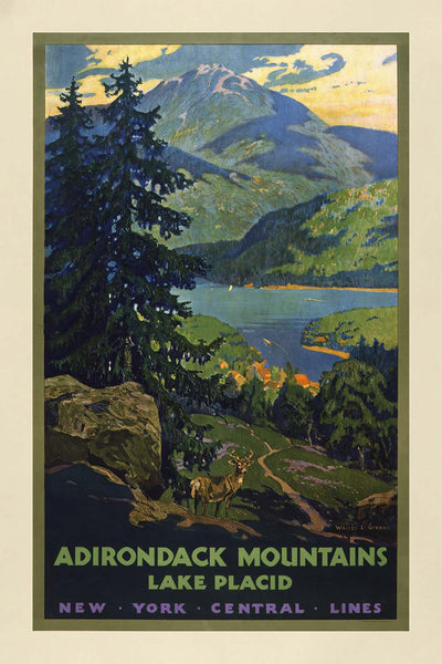 Lake Placid Travel Poster: Adirondack Mountains (New York Central Lines) by Walter L. Greene, 1920