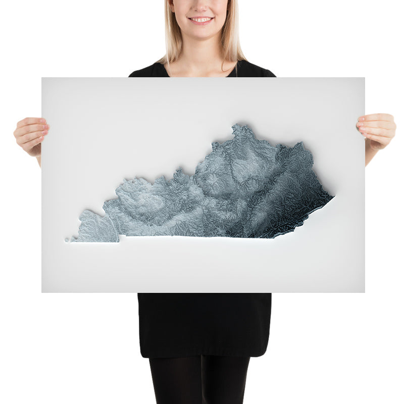 Kentucky Topographic 3D Relief Map