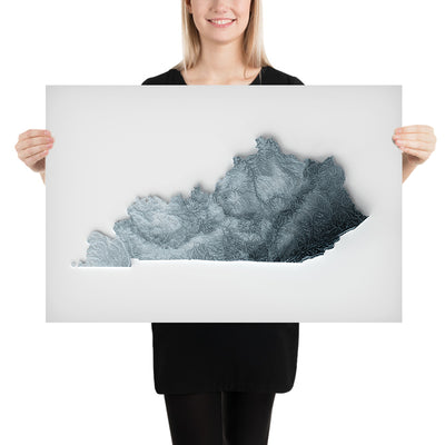 Kentucky Topographic 3D Relief Map