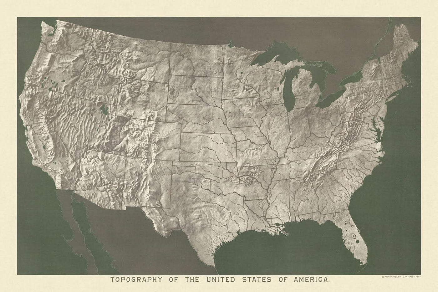 Topografía de los Estados Unidos de América de Levi Walter Yaggy, 1893