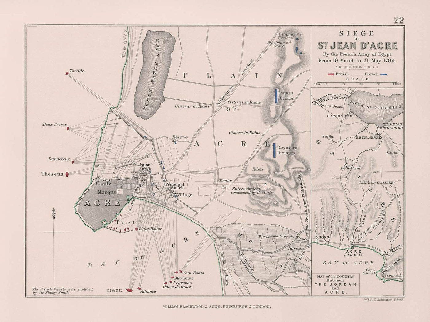 Asedio de San Juan de Acre por el ejército francés de Egipto, por AK Johnston, 1799