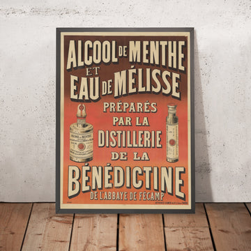 A framed image of Bénédictine Distillery Vintage Drinks Advertising Poster, 1891