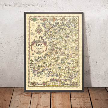 Alte Esso-Karte von Wales von AE Taylor, 1934 