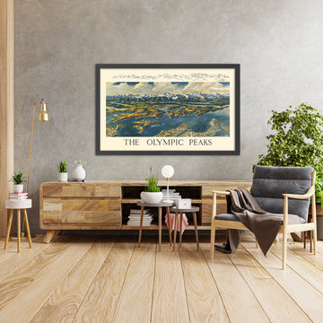 Old Map of Olympic Peaks & Puget Sound by Dippolito, 1962: Space Needle, Tacoma, Hood Canal, Bremerton, Vashon