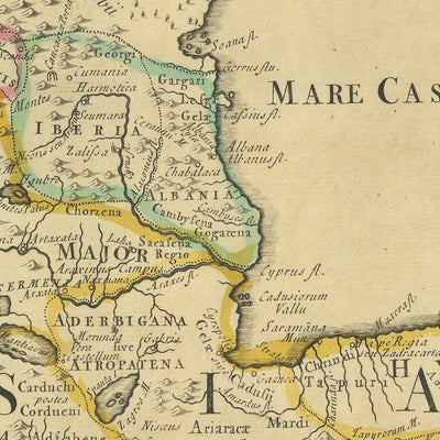 Old Map of Eastern or Byzantine Roman Empire by Senex, 1714: Constantinople, Armenia, Trade Routes, Sassanid Empire, Anatolia