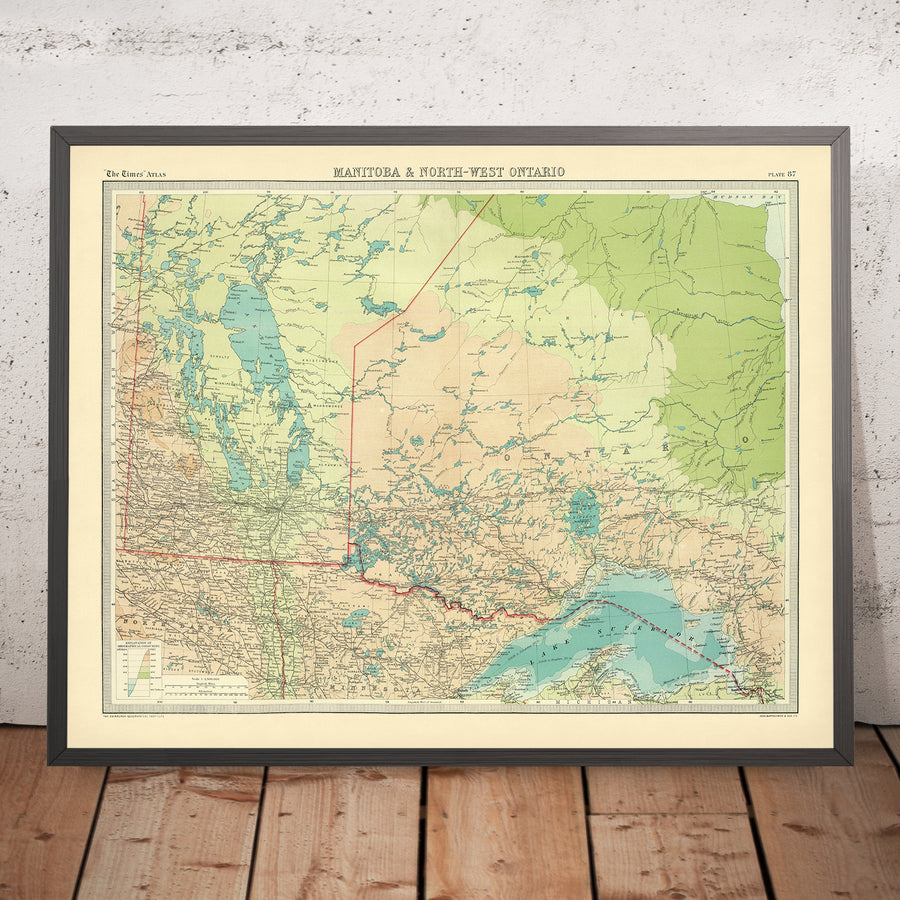 Mappa antica del Manitoba e dell&