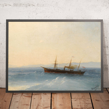 A framed image of Russian Steamship by Ivan Konstantinovich Aivazovsky, 1875