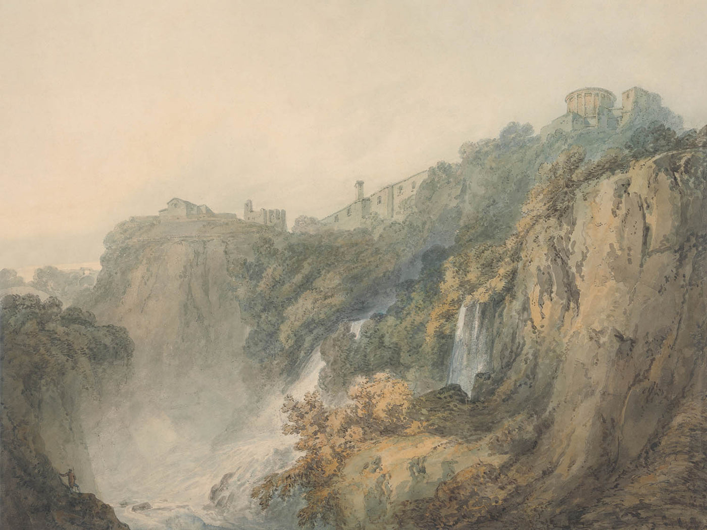 Tivoli avec le Temple de la Sybille et les Cascades par Turner, 1796 