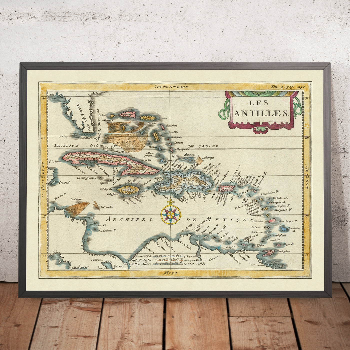 Rare Map of the Greater & Lesser Antilles by du Plessis, 1700: Cuba, Hispaniola, Jamaica, Puerto Rico, Caribbean