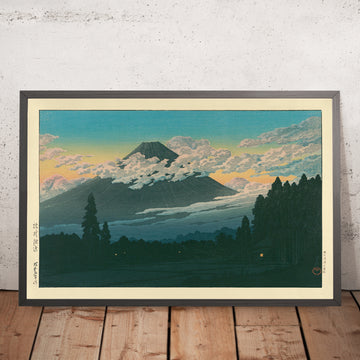 Une image encadrée du mont Fuji au crépuscule près de Suson, par Hasui Kawase, 1935