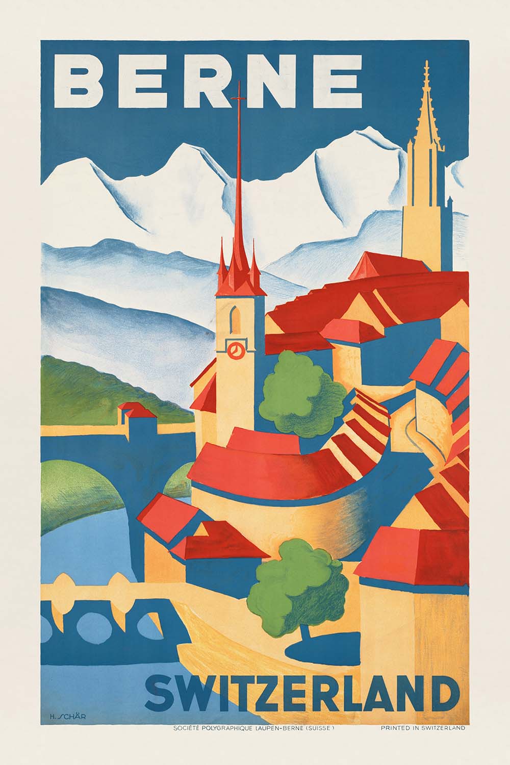 Bern Travel Poster: Berne, Switzerland by H. Schär