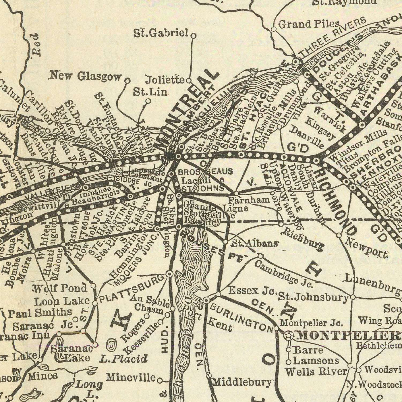 Mapa antiguo de Ontario y los Grandes Lagos, 1898: Toronto, Chicago, las cataratas del Niágara, el río San Lorenzo y Detroit