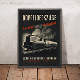 Hamburg Travel Poster: Doppeldeckzüge – Lübeck & Travemünde by Peter Smith Templeton