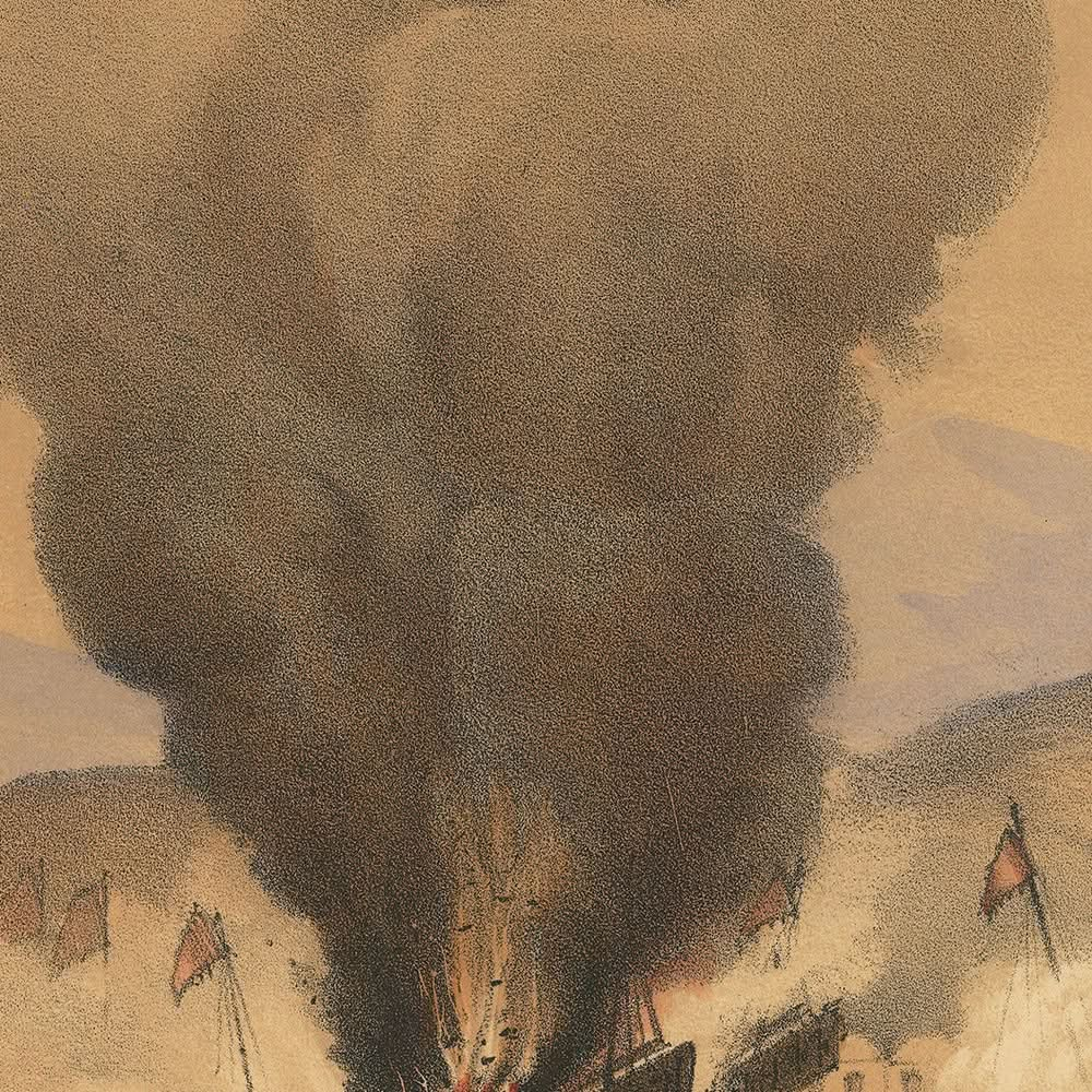 Destruction de l'escadron pirate commandé par Chui Apoo par Edward Hodges Cree, 1850