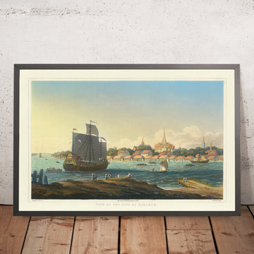 Ein gerahmtes Bild von First View of Bangkok von Henry Colburn, 1828
