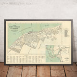 Mappa della Città Vecchia di Fort Myers Florida di Frank B. Dolph, 1945: Caloosahatchee, Municipio, Bacino per yacht, Tribunale, Campo da golf 