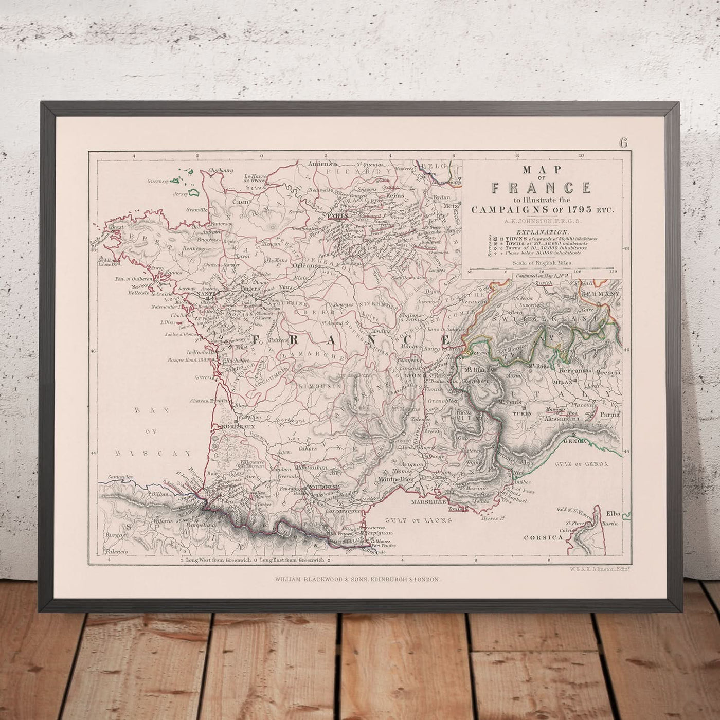 Old Military Map of France and the French Revolutionary War, 1793