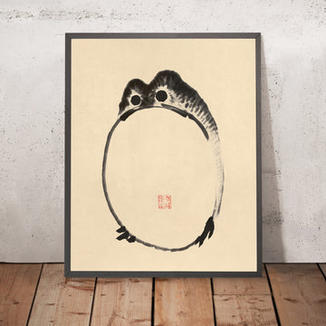 Ein gerahmtes Bild von Disappointed Frog von Ike no Taiga, 1775