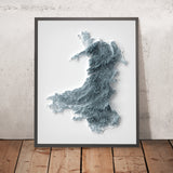 Mapa topográfico 3D de relieve de Gales 