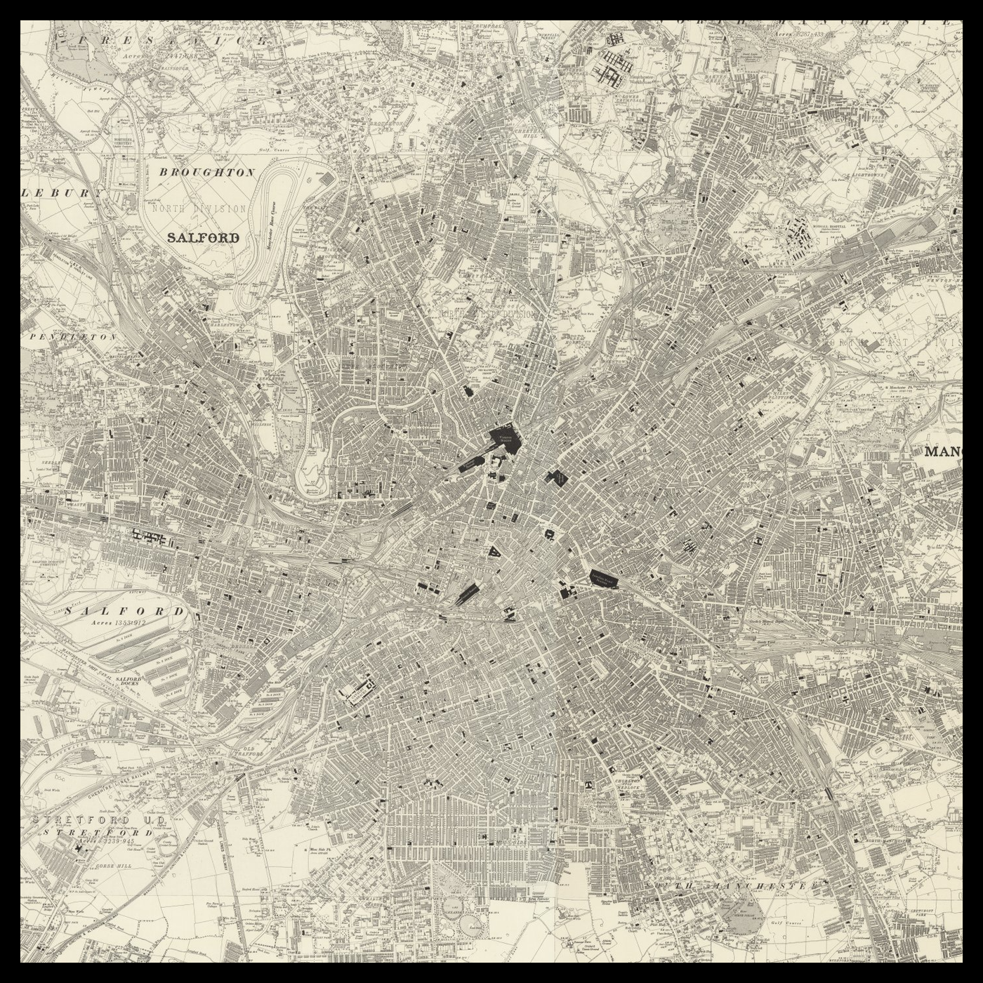 An old Ordnance Survey map of Manchester