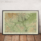 Ancienne carte OS de la vallée de Trent par Bartholomew, 1943 : Nottingham, Leicester, rivière Trent, Derby, Lincoln, Chesterfield 