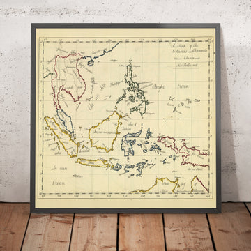 Old Manuscript Map of Southeast Asia by Bowen, 1810: Borneo, S China Sea, E Indies, Pacific, N Australia