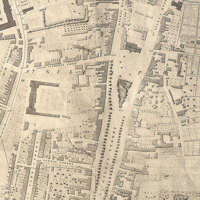 Large Old Map of Oxford by Hoggar, 1850: Colleges, St. Giles', High St, Magdalen St, River Thames