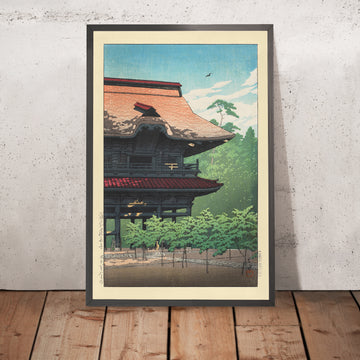 Une image encadrée du temple Kenchoji à Kamakura par Hasui Kawase, 1935