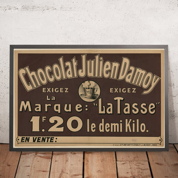 A framed image of Chocolat Julien Damoy Vintage Chocolate Poster, 1903