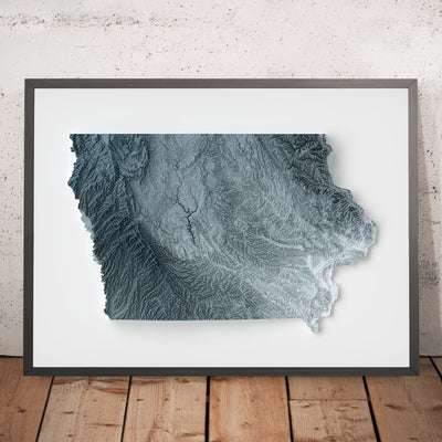 Iowa Topografische 3D Reliefkarte 