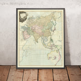 Giant Map of Asia & East Indies by Laurie, 1799: Cook, Vancouver & La Pérouse voyages; Indian Ocean routes; ornate cartouche