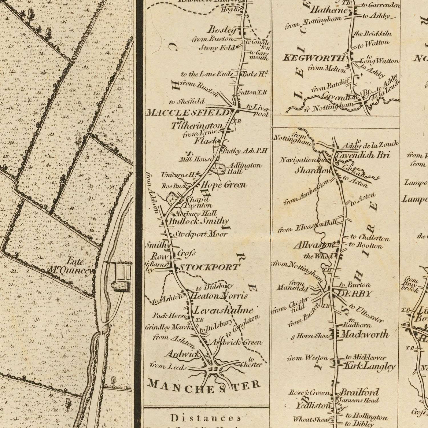 Old Map of Manchester by Laurent, 1793: Salford, Ancoats, Ardwick, River Irwell, River Medlock