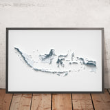 Mapa topográfico en relieve 3D de Indonesia 