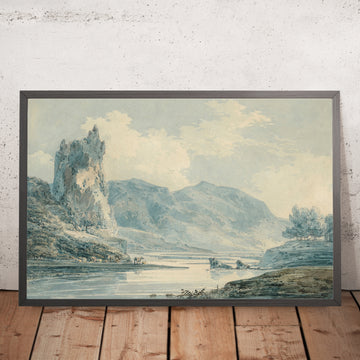 A framed image of Ilam Rock, Dovedale, Derbyshire by Turner, 1802