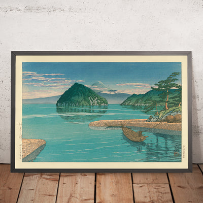 A framed image of Mito, Izu and Mt. Fuji by Hasui Kawase, 1935