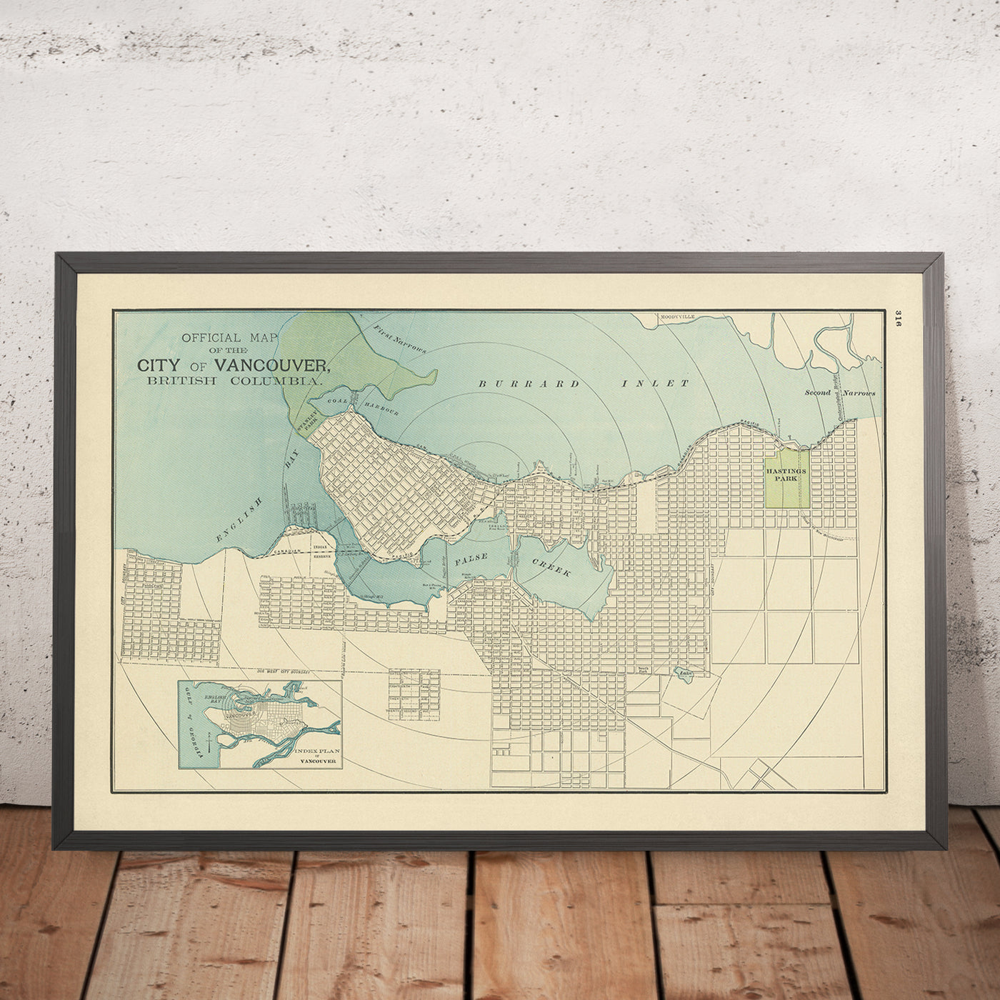 Old City Map of Vancouver by Cram, 1895: Stanley Park, Hastings Park, False Creek, Burrard Inlet, English Bay