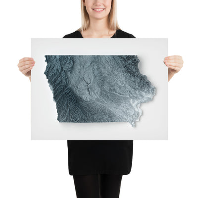 Iowa Topografische 3D Reliefkarte 
