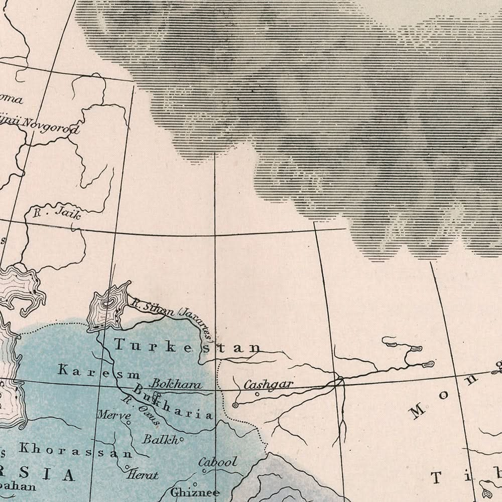 Mapa antiguo de la Primera Cruzada de Quin, 1856: Imperio alemán, Bizancio, Jerusalén, Califatos, China