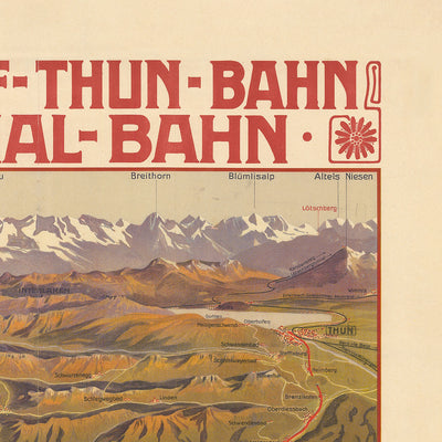 Bernese Oberland Travel Poster: Burgdorf–Thun–Emmental–Solothurn Railways by Anton Reckziegel, 1908