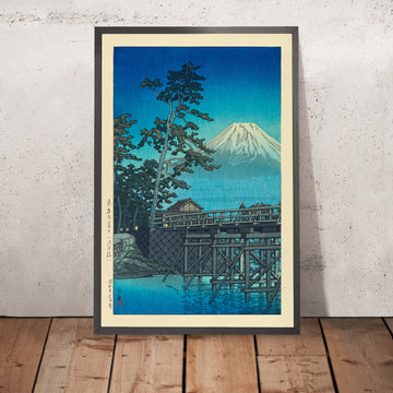 Gerahmtes Bild von Mt. Fuji im Mondlicht, Kawai-Brücke von Hasui Kawase, 1935