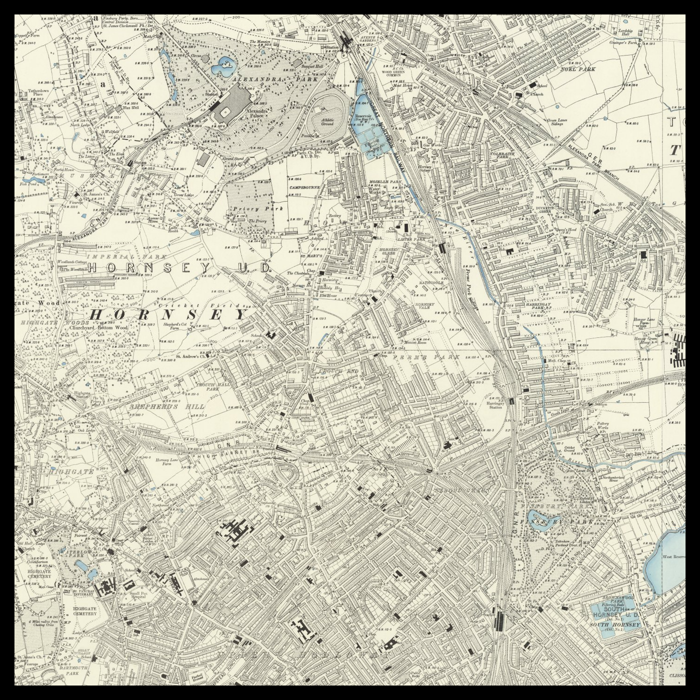 An old Ordnance Survey map of Crouch End