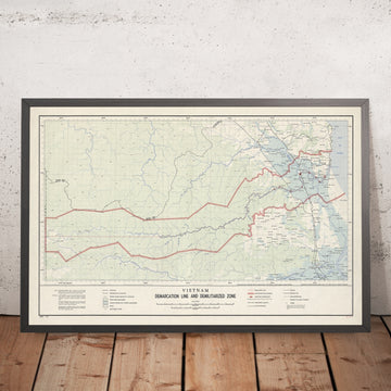 Old CIA Map of Vietnam, 1957: Ben Hai River, 17th Parallel DMZ, Dong Ha, Quang Tri, Lao Bao