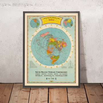 Mappa del Mondo delle Grandi Circonferenze Aeree Antiche di Hammond, 1938: Poster della Proiezione Polare "Era dell&