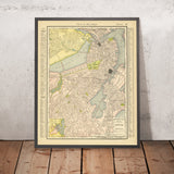 Old Street and Rail Map of Boston, 1904: Boston Common, Charles River, Harbor Wharfs, Northern Ave Bridge, Union Depot