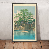 River Village with Boatman and Tree by Hasui Kawase, 1935