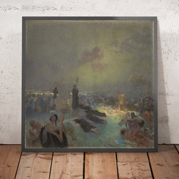 A framed image of After the Battle of Vítkov Hill by Alphonse Mucha, 1923
